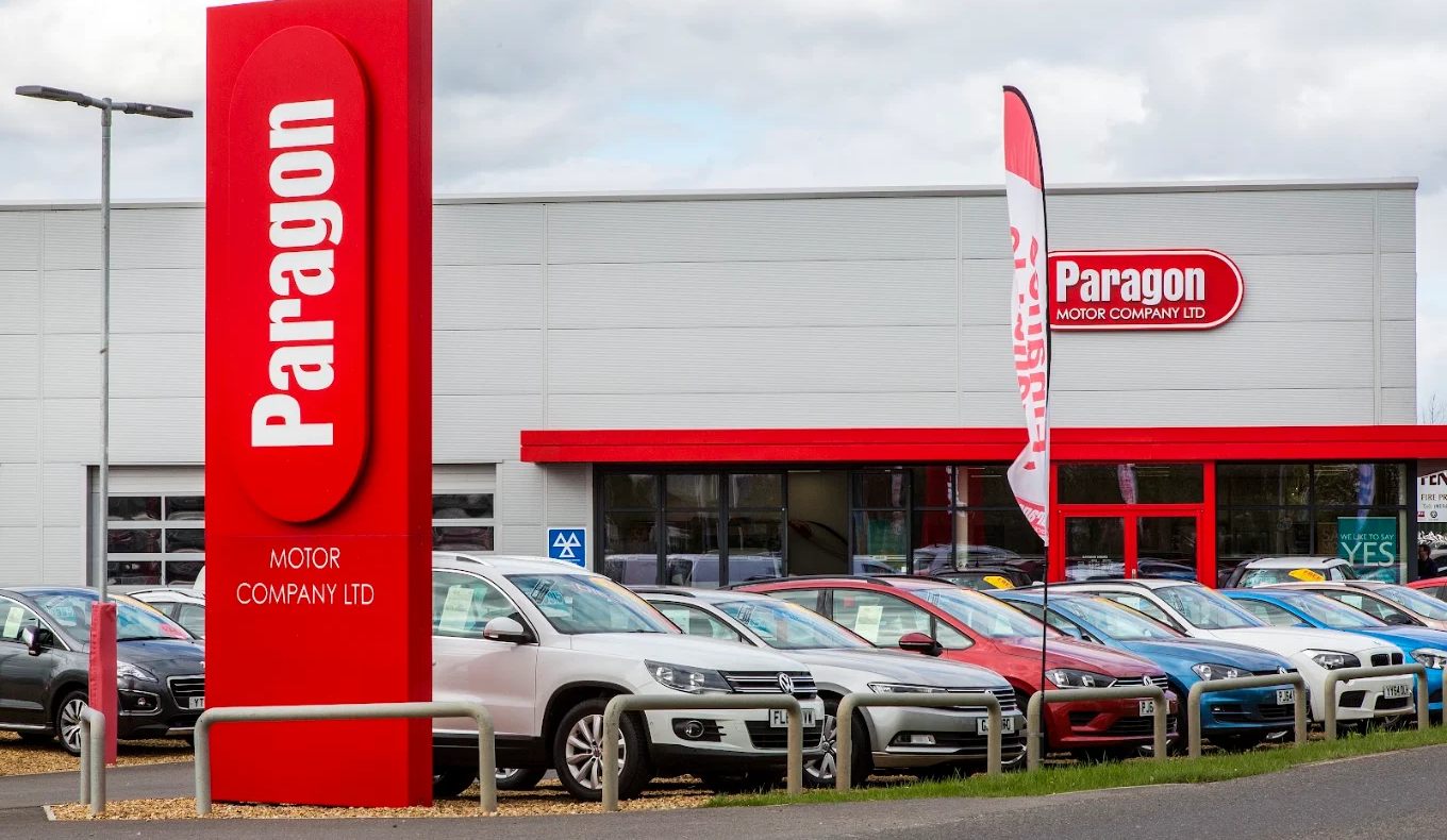 Paragon Motor Co used car dealer in Wisbech, with its showroom and forecourt